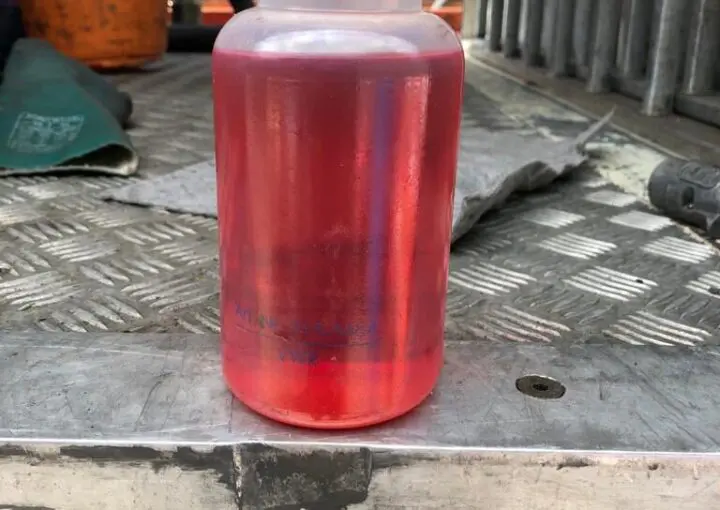 Fuel after it was polished, fuel filtering