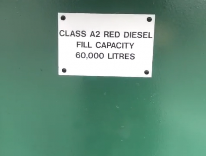 Red diesel sign