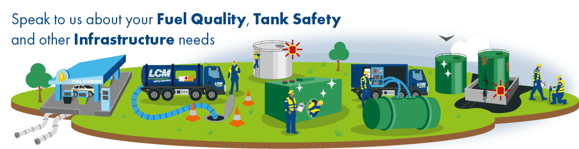 LCM banner regarding fuel quality, tank safety and infrastructure.