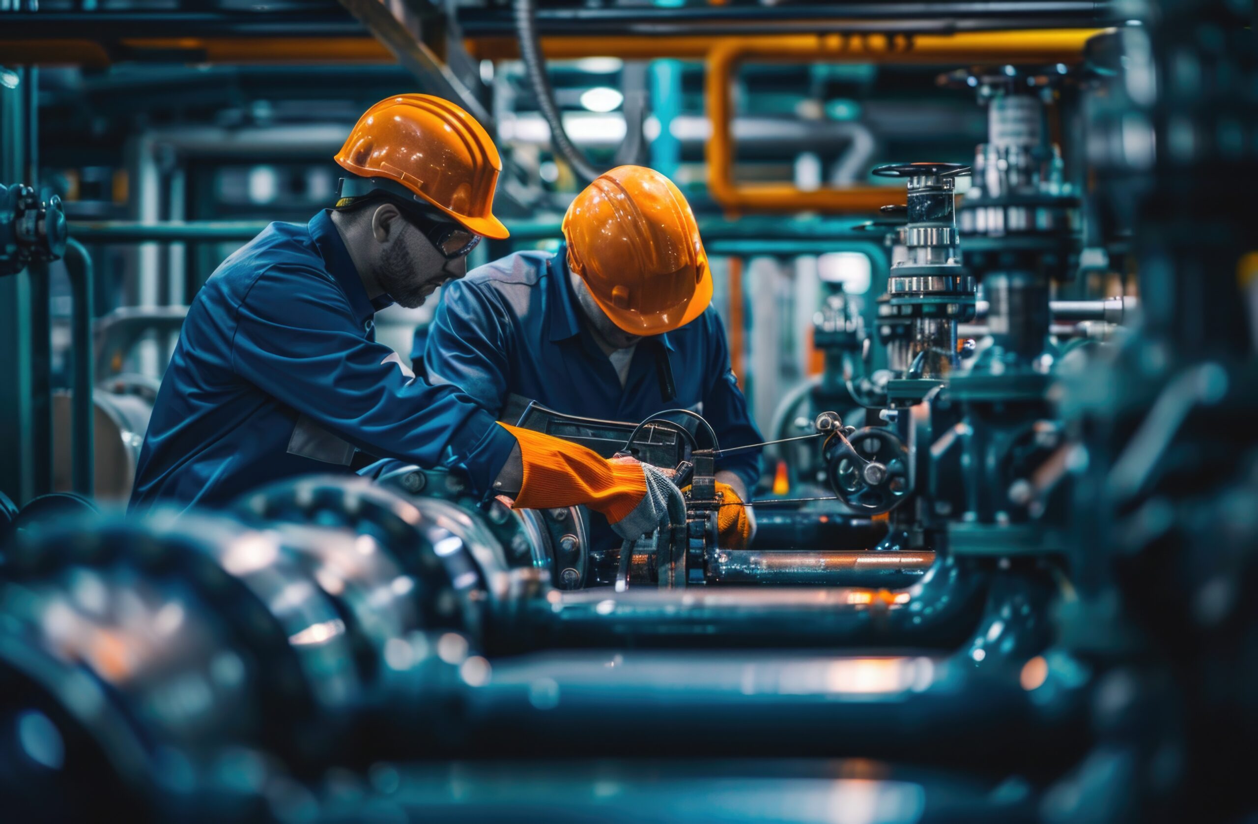 Two-LCM-pipefitters-fitting-pipework-for-a-client